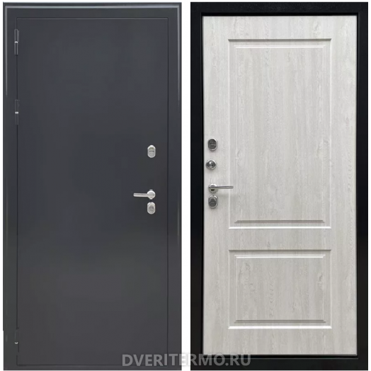 Входная Дверь Термо Эко-1 черное серебро - сосна белая для дом