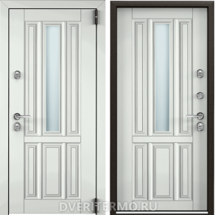 Входная дверь Снегирь 01 для коттеджа с окном